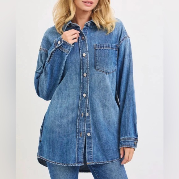 New! Risen Denim Shacket - Picture 2 of 8